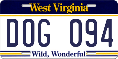 WV license plate DOG094