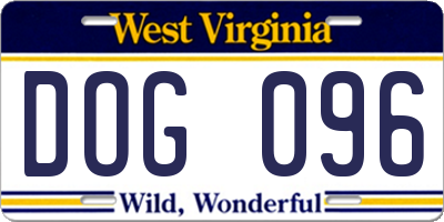 WV license plate DOG096