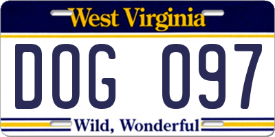 WV license plate DOG097