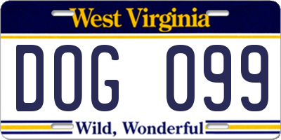 WV license plate DOG099