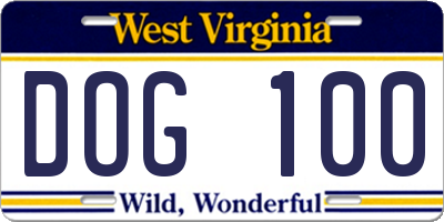 WV license plate DOG100