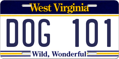 WV license plate DOG101