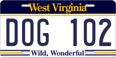 WV license plate DOG102