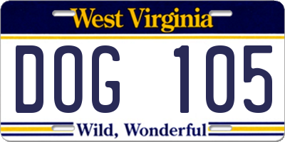 WV license plate DOG105