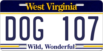 WV license plate DOG107