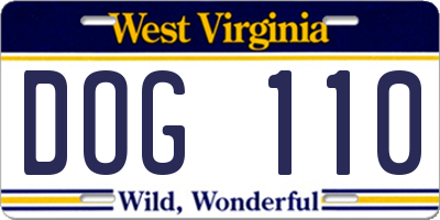 WV license plate DOG110