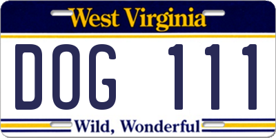 WV license plate DOG111