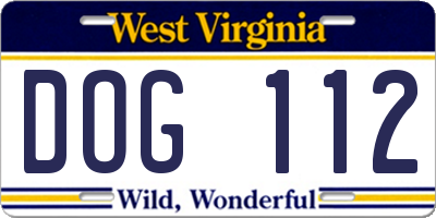 WV license plate DOG112