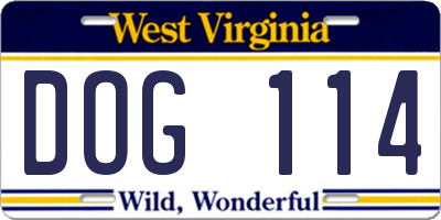 WV license plate DOG114