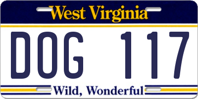 WV license plate DOG117