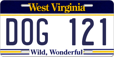 WV license plate DOG121
