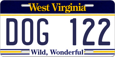 WV license plate DOG122