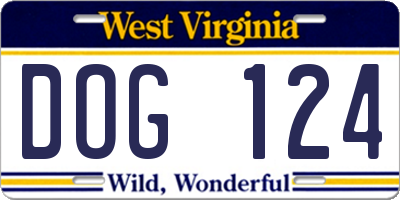 WV license plate DOG124