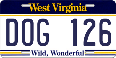 WV license plate DOG126