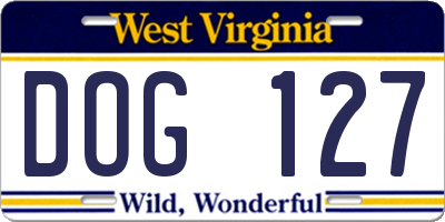 WV license plate DOG127