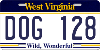 WV license plate DOG128