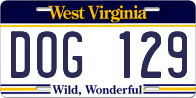 WV license plate DOG129