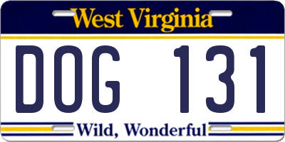 WV license plate DOG131