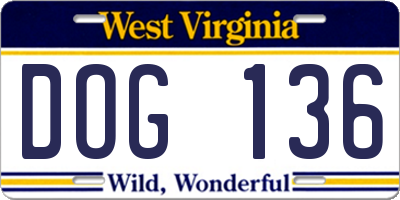 WV license plate DOG136
