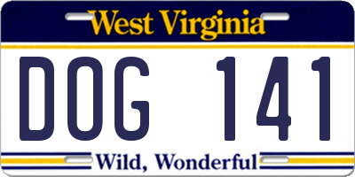 WV license plate DOG141