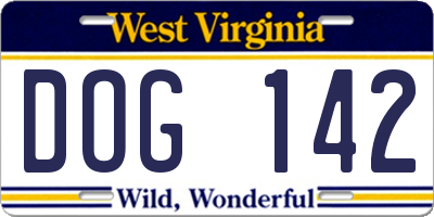 WV license plate DOG142