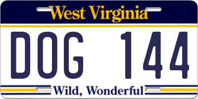 WV license plate DOG144