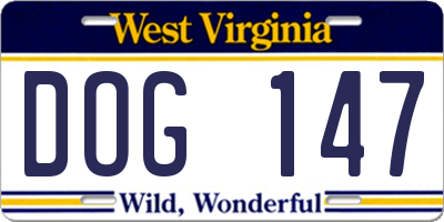 WV license plate DOG147
