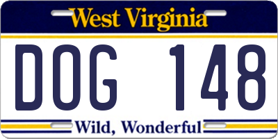 WV license plate DOG148