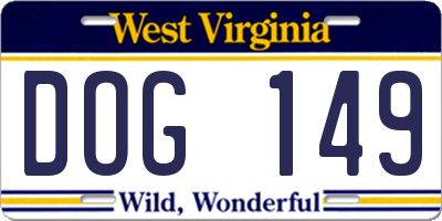WV license plate DOG149