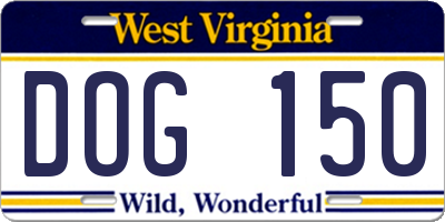 WV license plate DOG150