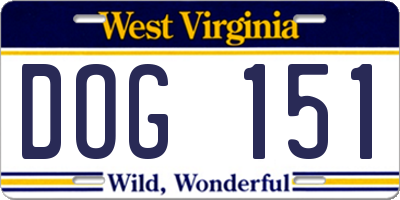 WV license plate DOG151