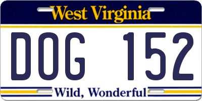 WV license plate DOG152