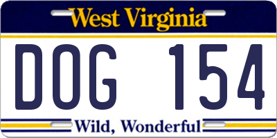 WV license plate DOG154