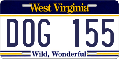 WV license plate DOG155