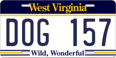 WV license plate DOG157