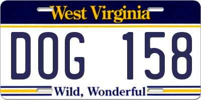 WV license plate DOG158