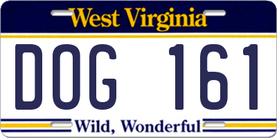 WV license plate DOG161