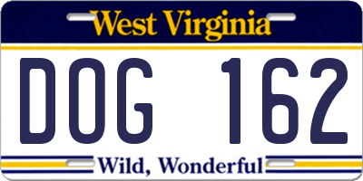 WV license plate DOG162