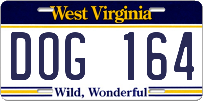 WV license plate DOG164