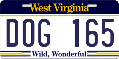 WV license plate DOG165