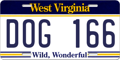 WV license plate DOG166