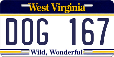 WV license plate DOG167
