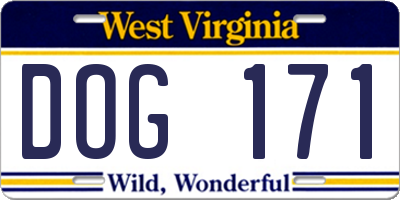 WV license plate DOG171