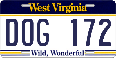 WV license plate DOG172