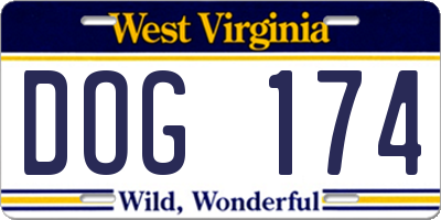 WV license plate DOG174