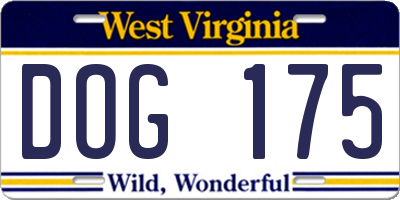 WV license plate DOG175