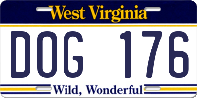 WV license plate DOG176