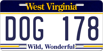 WV license plate DOG178
