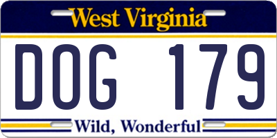 WV license plate DOG179