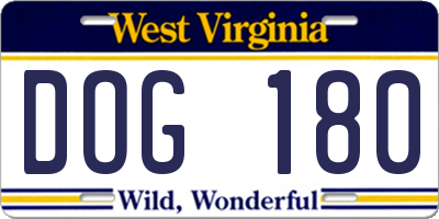 WV license plate DOG180
